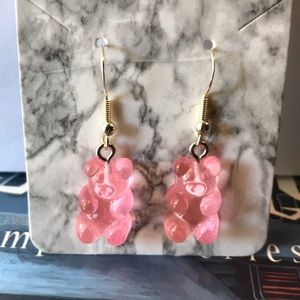 Pink teddy bear earrings